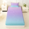 thumbnail image 3 of Erosebridal Starry Sky Twin Sheet Sets for Girl, Cartoon Stars Bedding, Purple Blue, 3 Pieces, 3 of 5