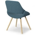 thumbnail image 3 of Malden Modern Bentwood Dining Chair with Light Wood in Blue Polyester linen, 3 of 13