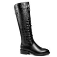 thumbnail image 2 of Ferwind Women's Animal Print Tall Boots Chunky Heels Female Adult Black  7, 2 of 9