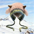 thumbnail image 6 of KANG Winter Hat With Baatable Ear Soft Fleece Lined Cozy Cap Adorable Sheep Horns Cold Weather OutdoorPinkOne Size, 6 of 6