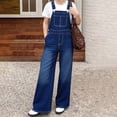 thumbnail image 4 of UACY Girls Denim Overalls Straight Leg Jean Dungarees Adjustable Strap Jumpsuit Workwear Kids Buttons Casual Loose Bib Pants ﻿ (Blue, 11-12 Years), 4 of 6