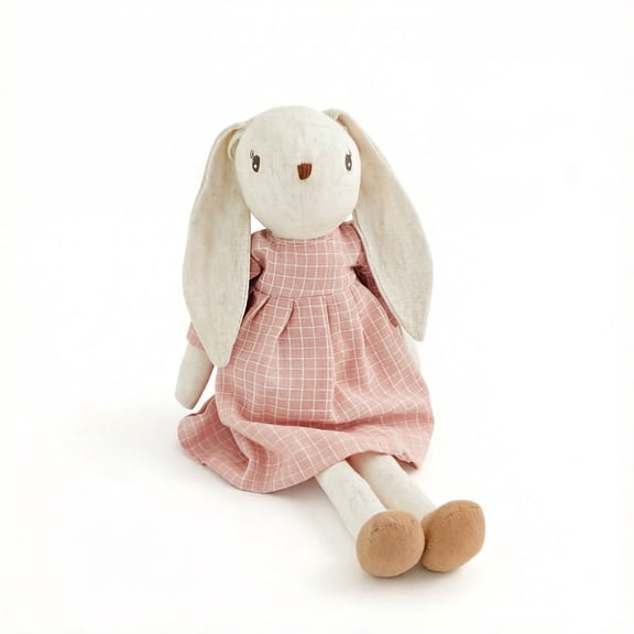 Cuddle Bunny Plush Toy in Pink Gingham Dress – Soft Stuffed Animal for Baby & Toddler