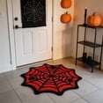 thumbnail image 5 of huayou Halloween Spider Web Bath Rug 23.62x23.62 Inch Red Base Black Spider Octagonal Absorbent Non Slip Mat for Bathroom Tabletop Decor, 5 of 6