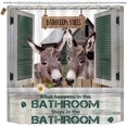 thumbnail image 2 of 4PCS Funny Donkey Shower Curtain Set, Bathroom Rules White Daisy Floral Farm Animal Barn Country Rustic Farmhouse Bathroom Decor, Waterproof Fabric Shower Curtain, Non-Slip Bath Mat Toilet Rug, 2 of 7