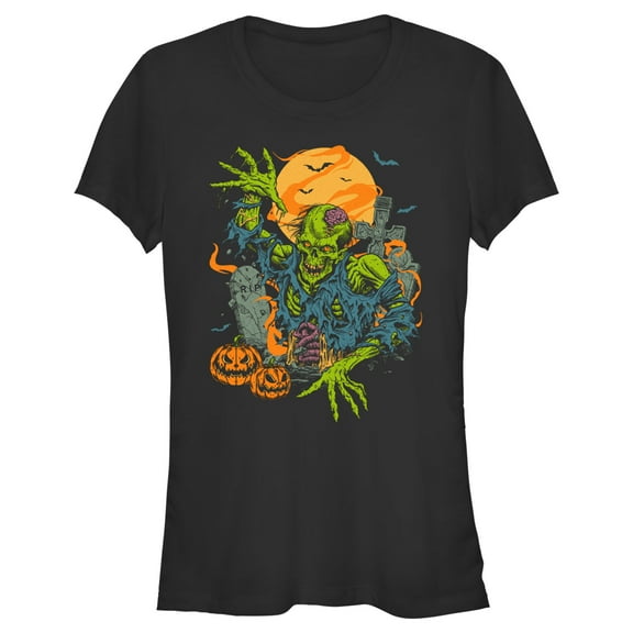 Junior's Lost Gods Halloween Zombie Scene Graphic Tee Black Large