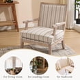thumbnail image 4 of Dayalane French country Stripe Accent Set of 2, Linen Upholstered Reading Chair with Removable Cushion & Solid Wood Frame Lounge Armchair for Living Room Reception Room Bedroom,Khaki Stripe, 4 of 10