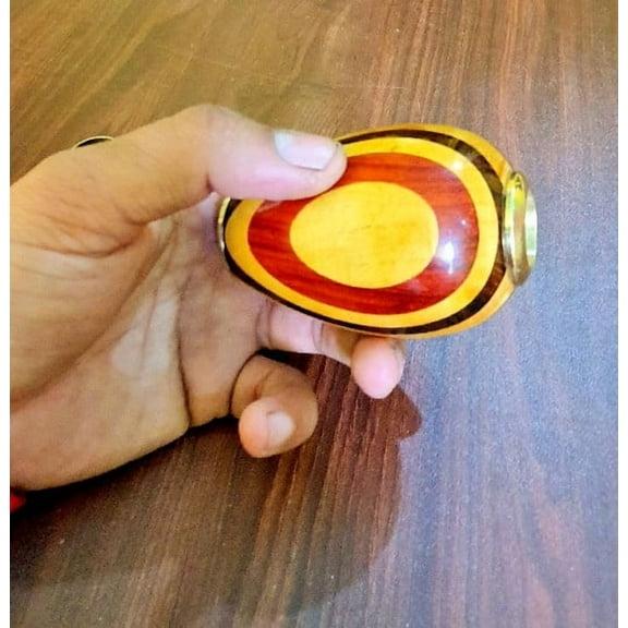 Egg-Shaped Brass & Wood Kaleidoscope – Handmade 4.5" Optical Toy & Gift for Kids and Adults – Vintage Style Collectible