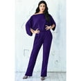 thumbnail image 2 of KOH KOH Long Pants Formal Cocktail Evening One Piece Fall Pockets Dressy Jumpsuit Romper Suit Casual Outfit Playsuit Tall 3/4 Short Sleeve For Women Indigo Blue Purple Large US 12-14 NT118, 2 of 6