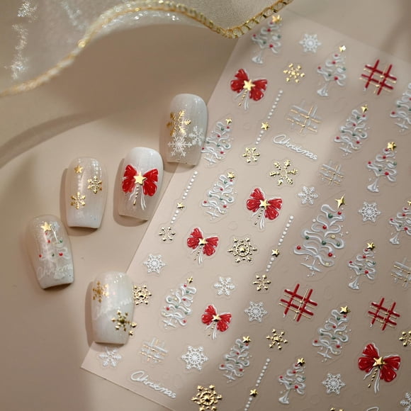 Adhesivos para uñas Lukmexor Christmas Winter 5D con forma de copo de nieve