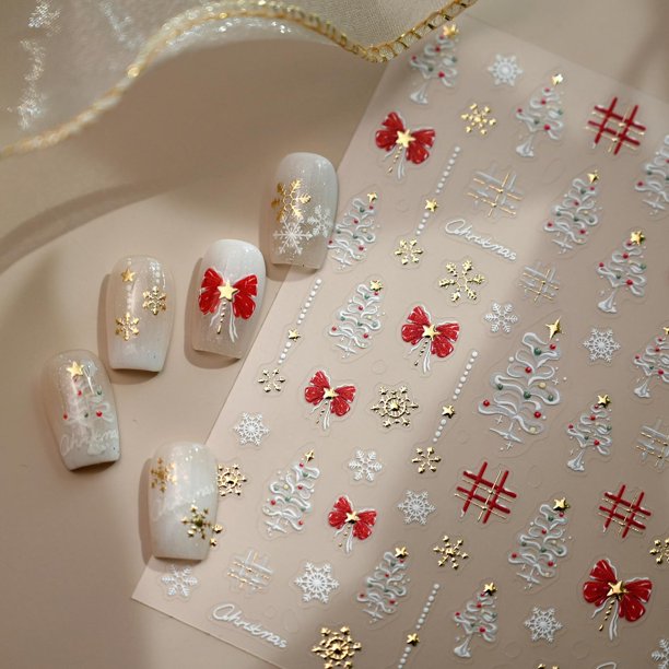 Adhesivos para uñas Lukmexor Christmas Winter 5D con forma de copo de nieve