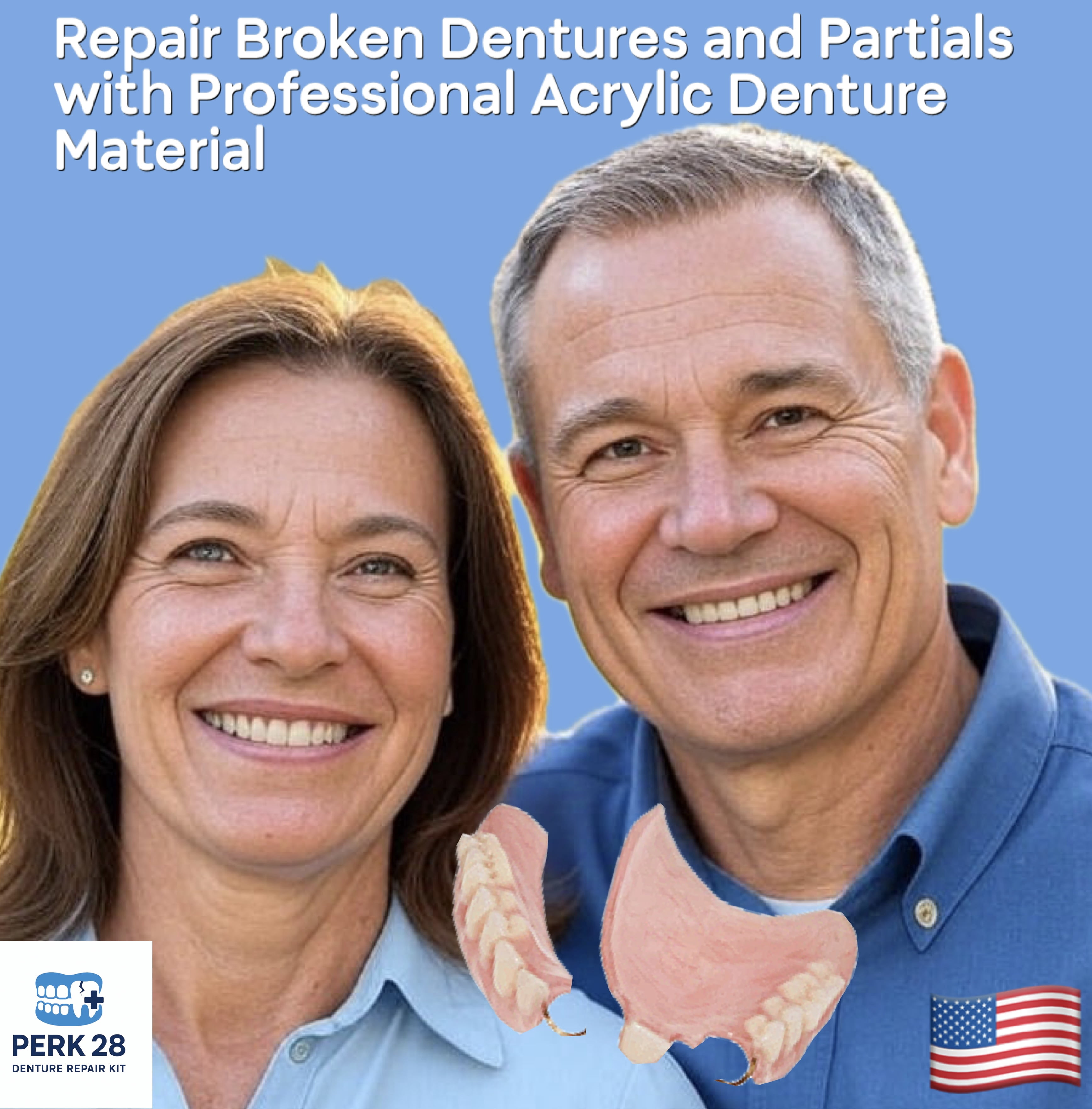 PERK Denture Repair Kit with 28 Denture Teeth