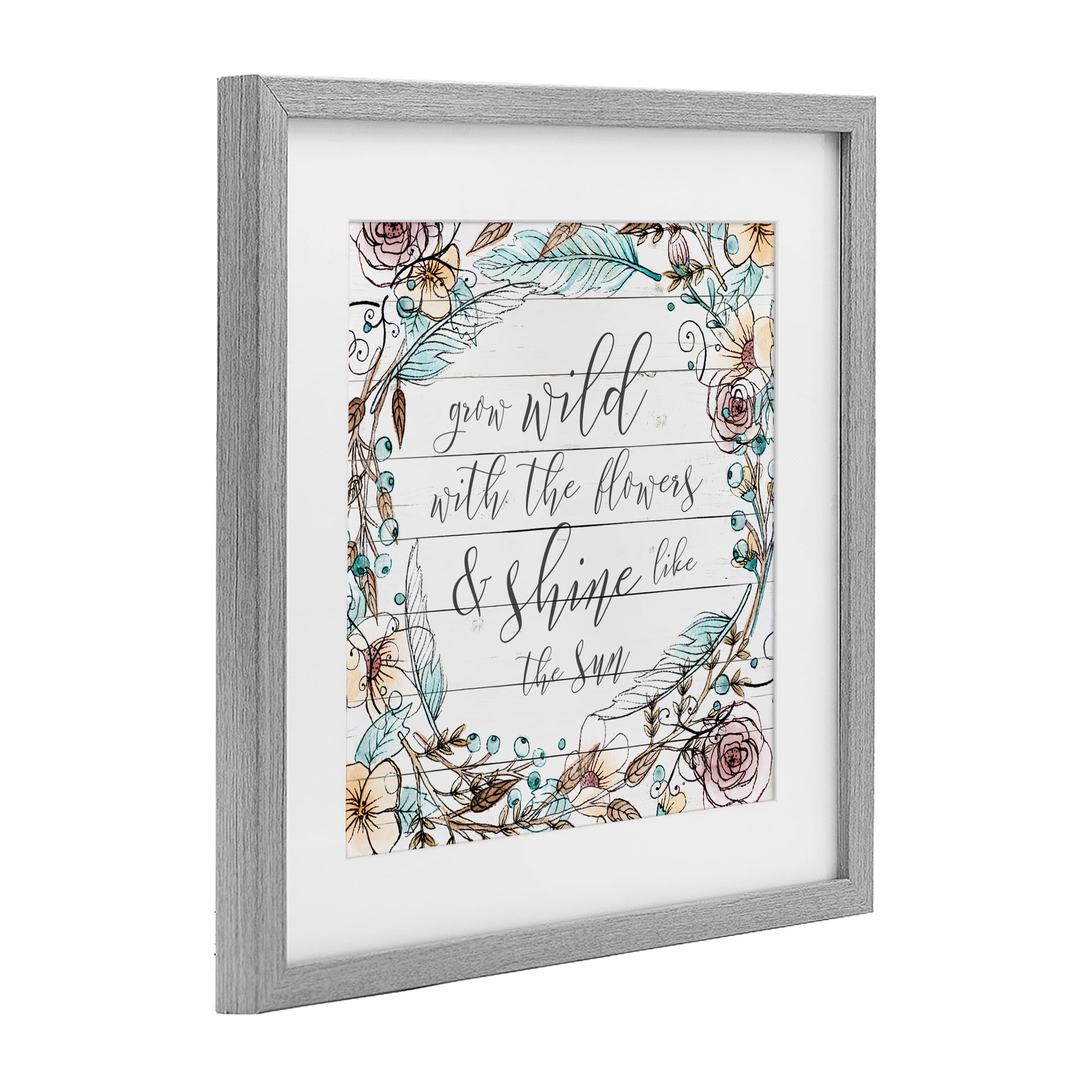 Stupell Industries Grow Wild With Flowers Gray Framed Print Under Glass, design by SD Graphics Studio