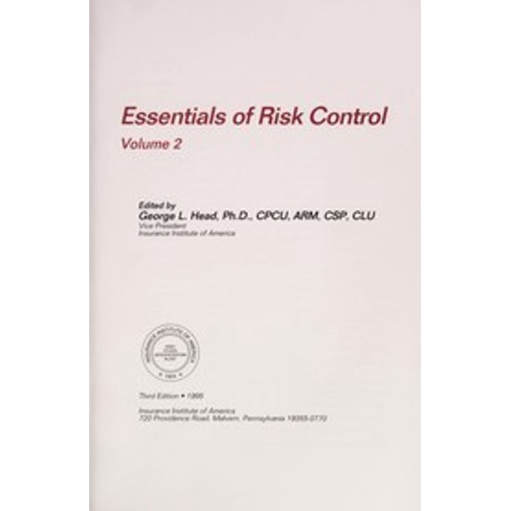 Pre-Owned Essentials of Risk Control: 001 (Paperback) 0894620851 9780894620850