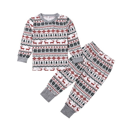 

Viworld Family Look Christmas Pajamas Set Striped Elk Casual Family Matching Outfit Winter Nightwear Sleepwear Pjs Set