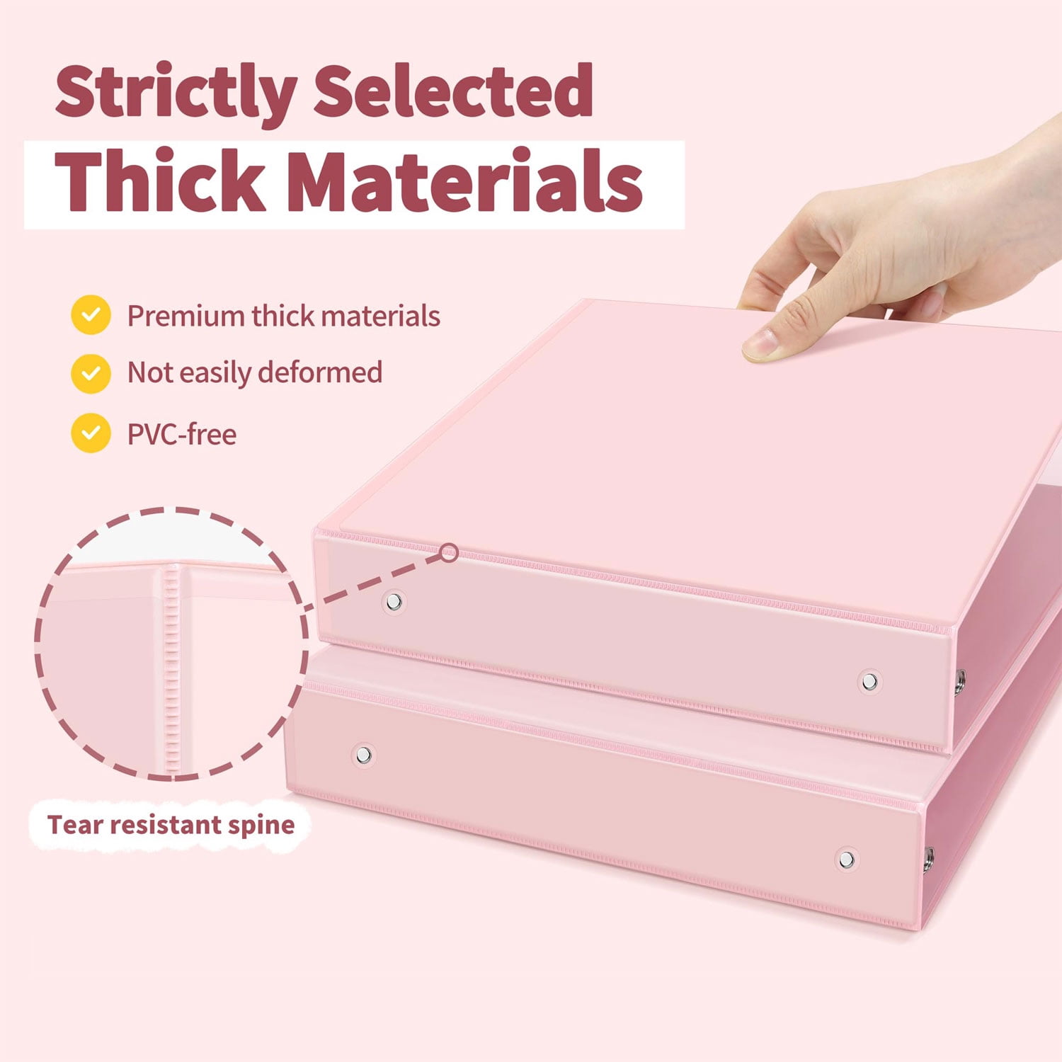 Pink Binder 1.5 inch Binders Holds 325 Sheets Capacity,Paper Organizer with Pockets Notebook Binders for Home Office,4 Pack