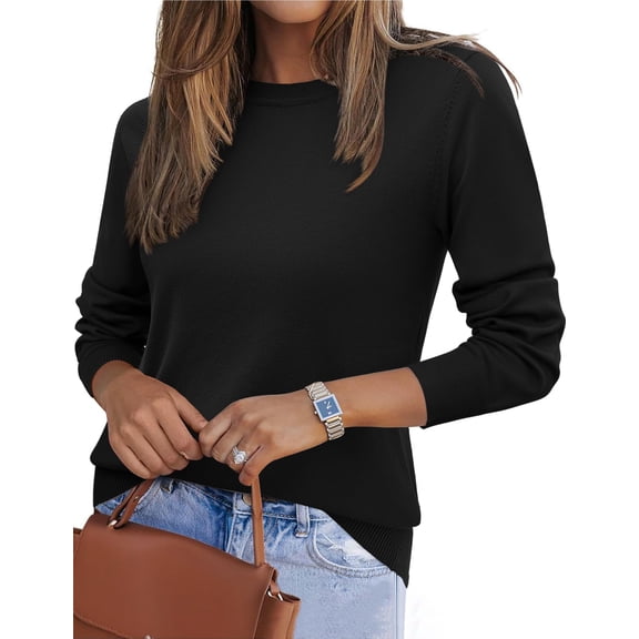 Zeagoo Womens Fall Sweaters Long Sleeve Tops Classic Crew Neck Pullover Sweaters Loose Dressy Blue Basic Tops