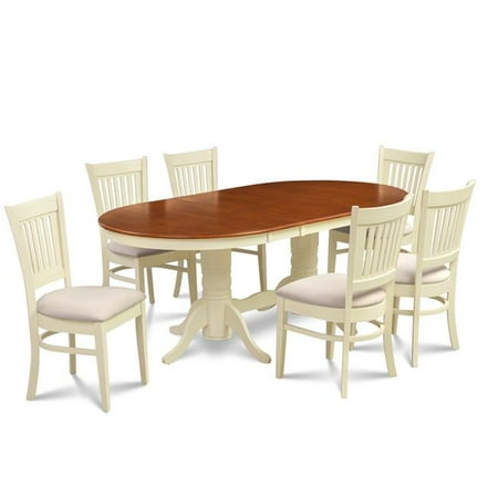 Butterfly Dining Set M&D Furniture SOMI7-BCH-C 7 Piece dining room set table with a butterfly leaf and 6 dining chairs in Buttermilk & Cherry finish ()