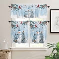 thumbnail image 2 of Christmas Snowman Kitchen Curtains and Valances Set, Classic Winter Christmas Tree Blue Rod Pocket Window Valance 18 Inch Window Curtain Panels for Living Room Bedroom Laundry, 27.5x24in, 3 Pieces, 2 of 7