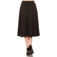 thumbnail image 3 of Women's Solid Print Casual Comfy Elastic A-line Knee Midi Skirt, 3 of 3
