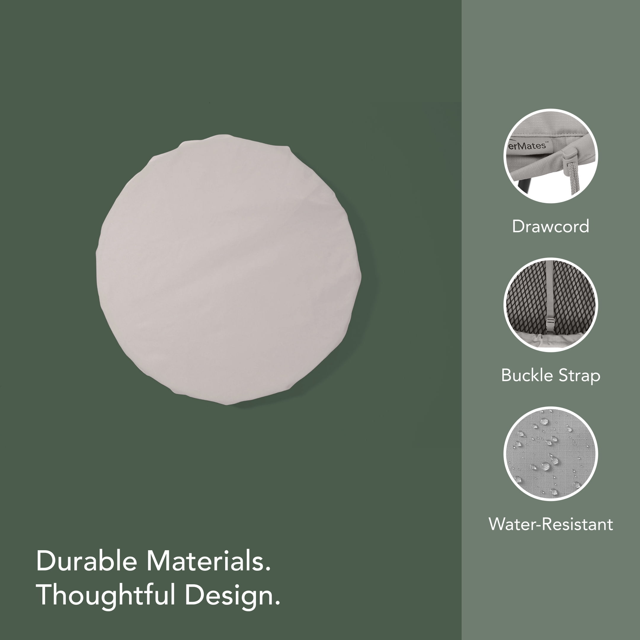 Covermates Outdoor Dartboard Cover - Weather Resistant, Drawcord Hem, 18-24 Diameter, Grey