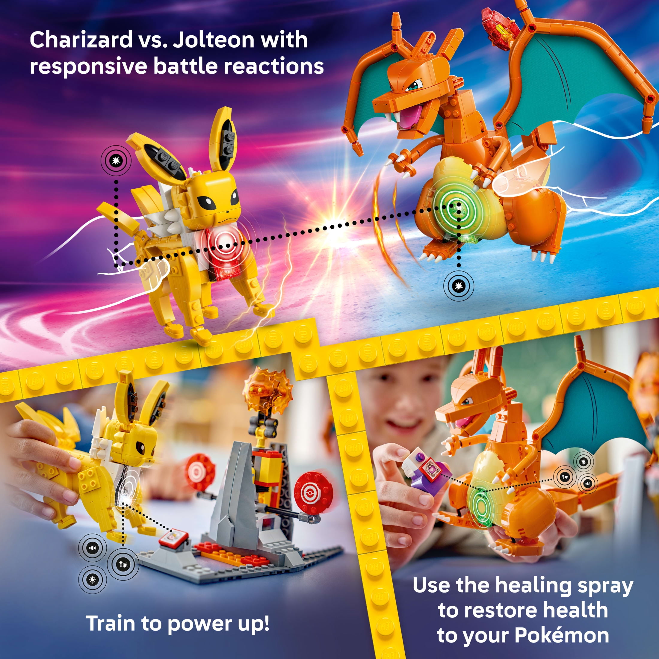 LEGO Pokémon SMART Play: Charizard vs. Jolteon Ultimate Battle - All-in-One Set with 2 SMART Bricks, 4 Tags, 2 Figures & Charger - Interactive Toy - Gift for Boys and Girls, Ages 8+ - 72167