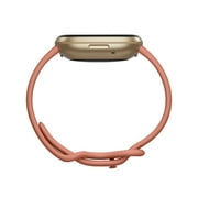 Fitbit Versa 3 Music Gold Aluminum Case with Pink Watch Band, 1 Pack