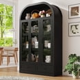 thumbnail image 6 of Blotout 3 Door Arched Kitchen Pantry Storage Cabinet, 73" Tall Farmhouse Wood Pantry Arched Cabinet with Drawer, Glass Door and Load-Bearing Steel Pipe for Dining Room Living Room, 6 of 8