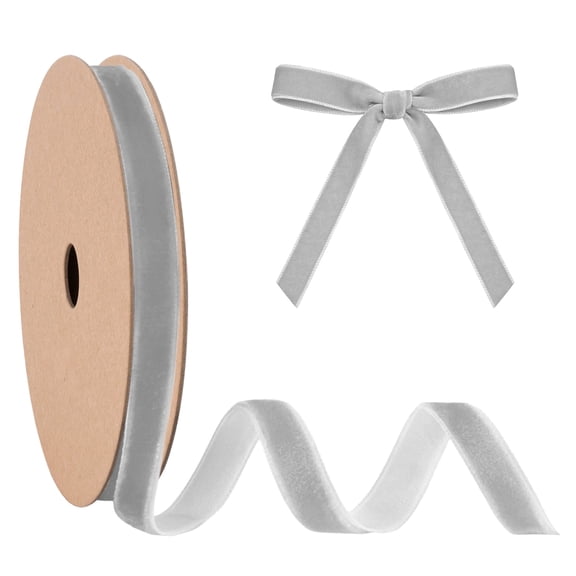 LaRibbons 3/8" Velvet Ribbon, 10 Yard Roll, Smoke