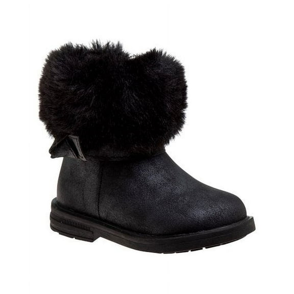 Nanette Lepore Girls Black Fuzzy Ankle Boot 8