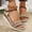 Beige, variant on Women's Braided Espadrille Wedges, Open Toe Ankle Strap with Chevron Detail, Comfort Footwear for Summer Black 36