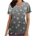 thumbnail image 2 of Women Christmas Scrub Tops Stretchy V-Neck Short Sleeve Cute Print Working Uniform Pull-On Tops with Pockets, XXXL, 2 of 5