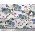 thumbnail image 2 of Soimoi Purple Moss Georgette Fabric Bird,Leaves & Floral Decor Fabric Printed BTY 42 Inch Wide, 2 of 3