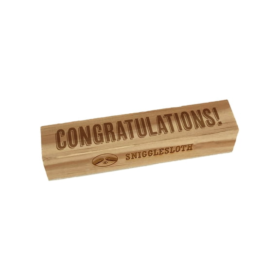 Congratulations Drop Shadow Rectangle Rubber Stamp Stamping Scrapbooking Crafting - Small 2.50in