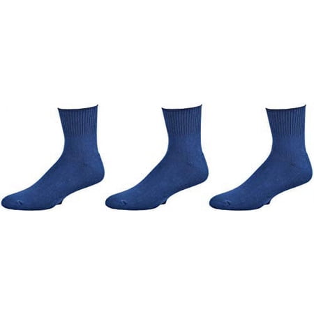 Sierra Socks Men's Ankle Socks, Cushioned, Non-Binding, Navy, 3 Pair Pack
