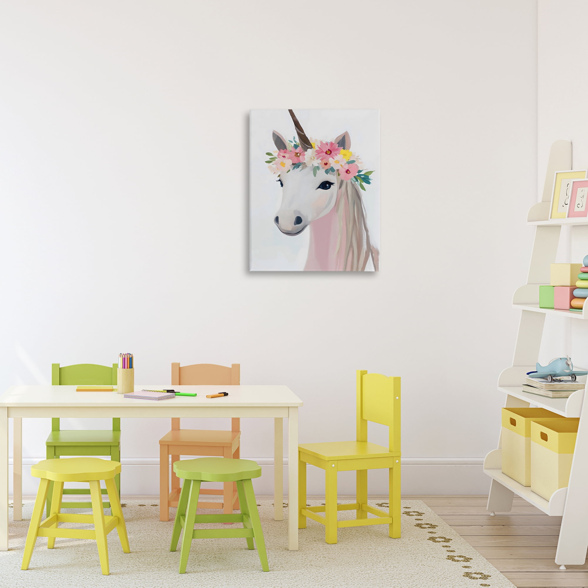 Stupell Industries Flower Crown Unicorn Canvas Wall Art, design by The Prints Vibe