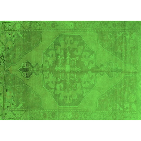 Ahgly Company Indoor Rectangle Abstract Green Contemporary Area Rugs, 2' x 5'