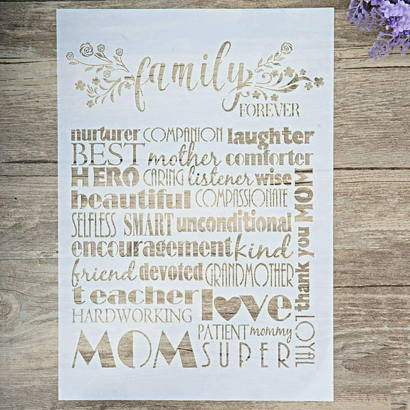 DIY Decorative Gift for Mom Letter Stencil Template for Painting on Walls Furniture Crafts (A4 Size)