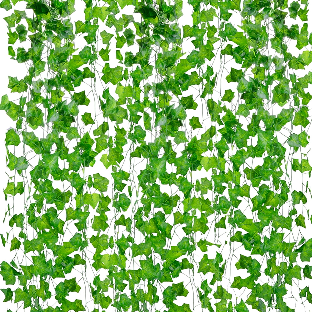 12 Branch 6.89Ft Artificial Ivy Silk Fake Hanging Vine Plant Leaves ...