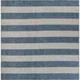 thumbnail image 2 of Unique Loom Outdoor Striped Collection Area Rug - Distressed Stripe (10' Square Blue/Ivory), 2 of 6