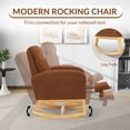 thumbnail image 3 of QinaQin Solid Wood Glider Rocking Chair, Teddy Plush Nursery Rocker with Adjustable Footrest, Storage Pocket and Ottoman, 3 of 8