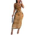 thumbnail image 3 of cu4eve Vestidos de un hombro para mujer casual verano Demin impreso sin mangas más tamaño bodycon maxi vestido fiesta clubwear, 3 of 5
