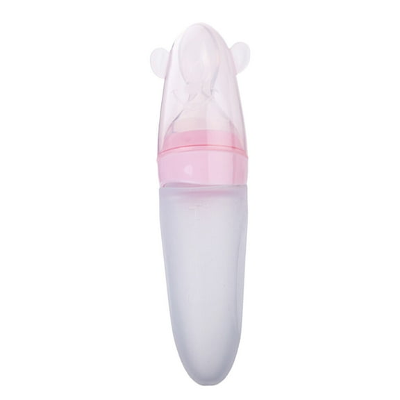 LOLIPPYY Durable Pink Silicone Feeding Bottle for with Squeezing Spoon