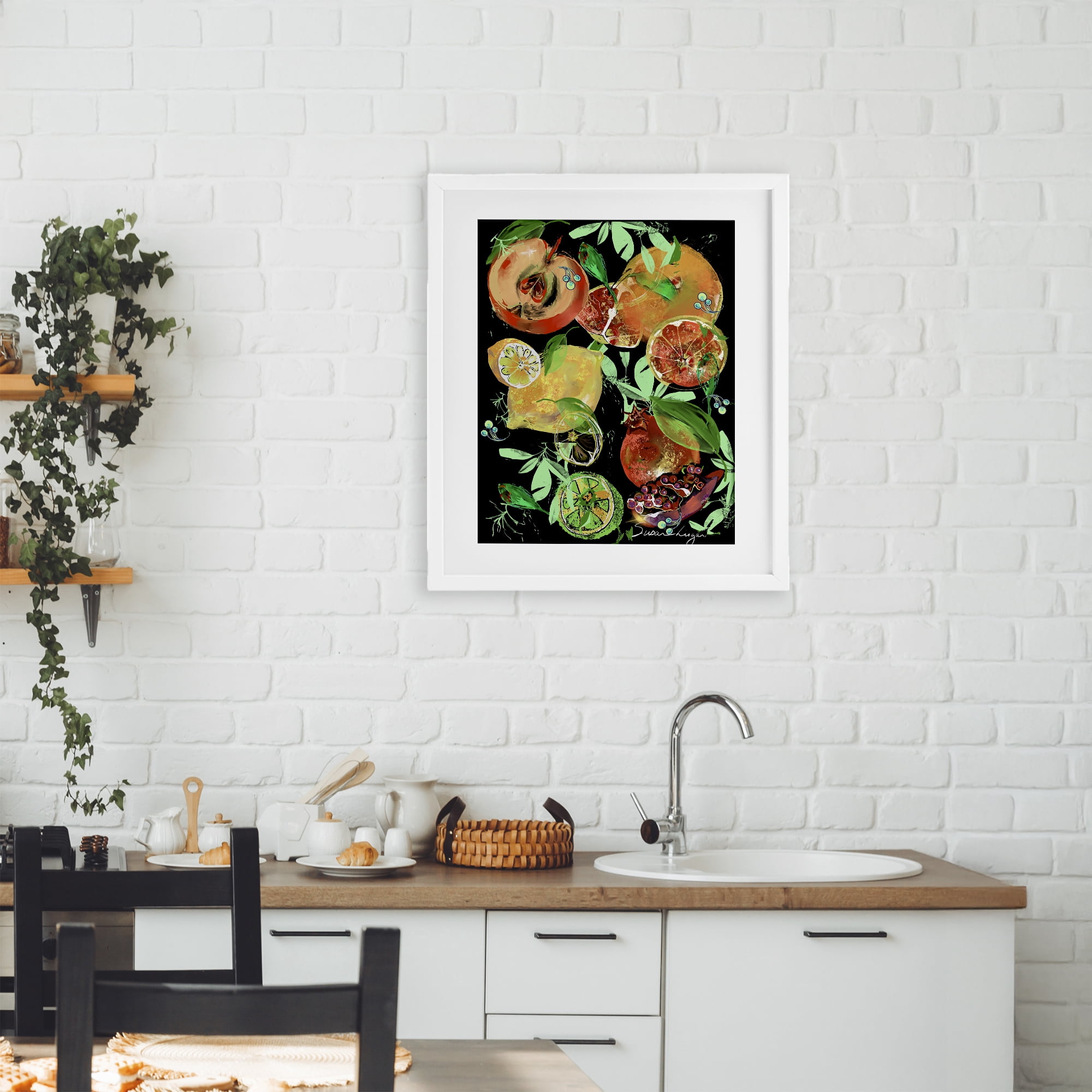 Stupell Industries Fruit Medley Combo White Framed Print Under Glass, design by Susan Lugar