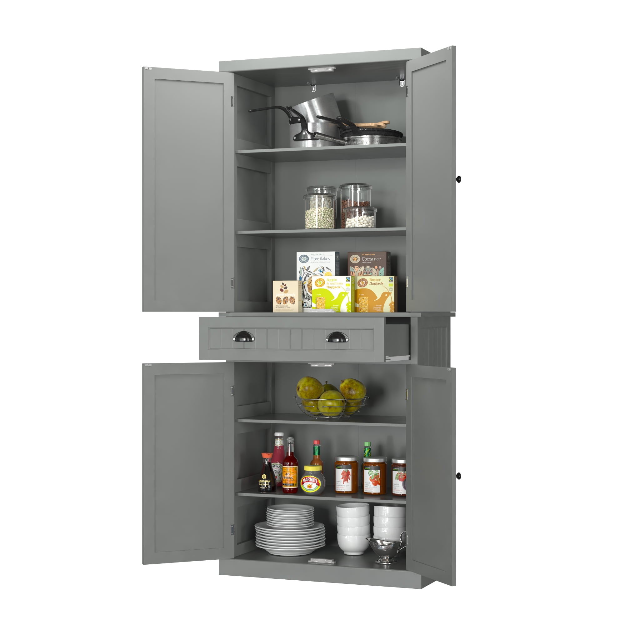 VEVOR Kitchen Pantry Cabinet 60 in. Tall Food Pantry Storage Cabinet with 3  Shelves(2 Adjustable) Freestanding Storage Cabinet MZDKCWJ12DX24DLQCV0 -  The Home Depot