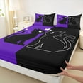 thumbnail image 3 of jejeloiu Cartoon Cute Kitten Bed Sheets,Pet Animal King Sheets,Black Purple Sheet Set For Girls Teens,Luxury Bedroom Decor,4pcs, 3 of 7