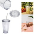 thumbnail image 2 of Clear Acrylic Tumbler with Lid and Straw, 16 oz, Double Wall Insulated, Reusable Cup for Cold Drinks, BPA-Free, 2 of 5