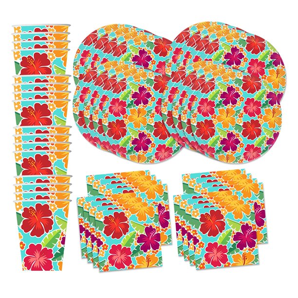 Hawaiian Hibiscus Flower Birthday Party Supplies Set Plates Napkins