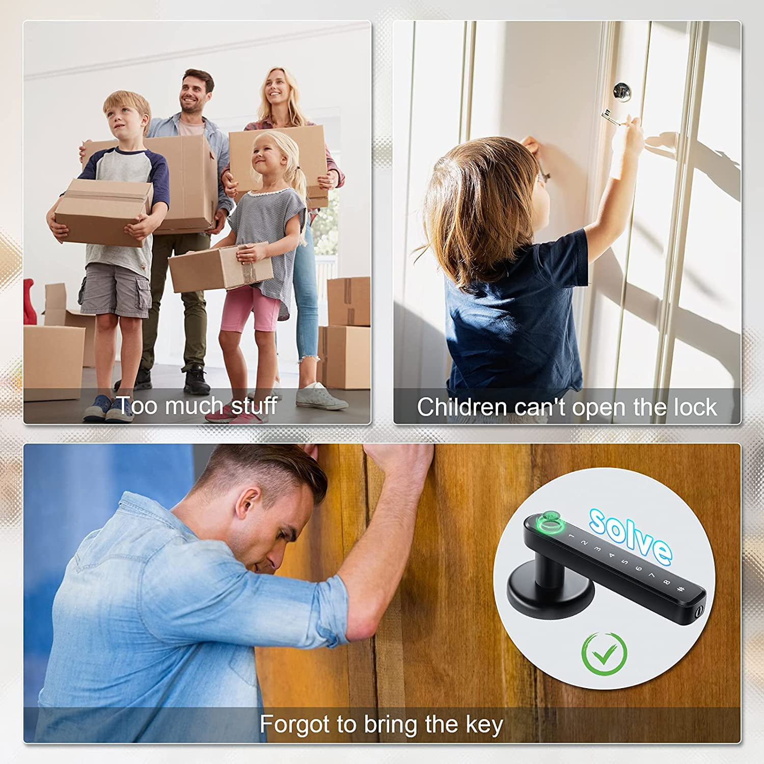 Fingerprint Smart Door Lock Door Knob with Keypad Keyless Entry Door Lock with Handle for Home Hotel Office Apartment