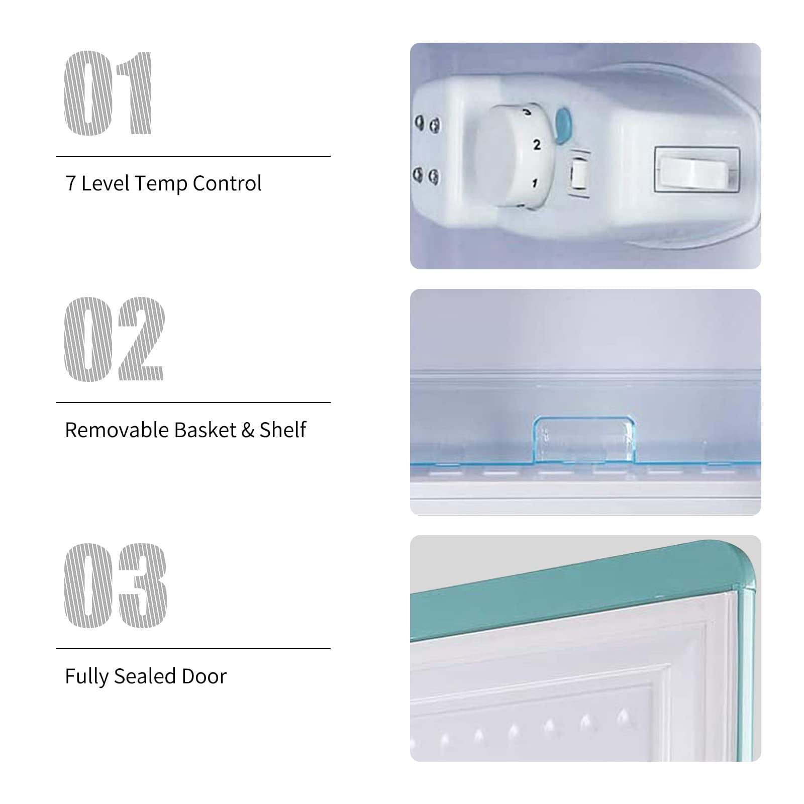 WANAI 3.2 Cu.Ft Compact Refrigerator ,2 Doors Small Refrigerator,Retro Mini fridge with Freezer
