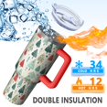 thumbnail image 5 of Beige Christmas Tree Pattern Tumbler with Handle and Lid,40oz Double Wall Vacuum Insulated Tumbler,Cups Gift for Women and Men, 5 of 7